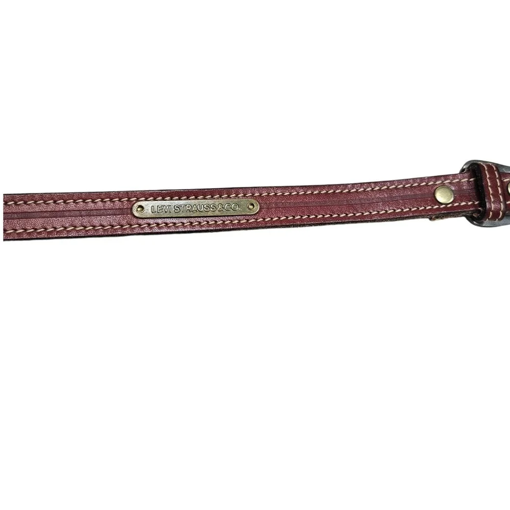 Levi Strauss & Co Burgundy‎ Skinny Thin Leather Belt Western Accents Women's 28